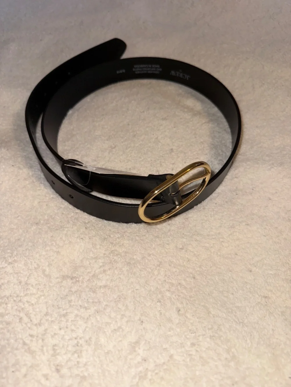 Crew Women’s Genuine Leather Belt in Black, M/L, Oval Bucket Leather Belt, NWT